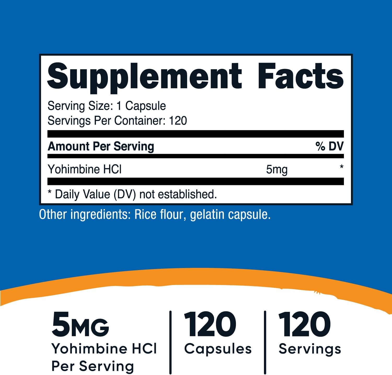 Nutricost Yohimbine HCl 5mg Capsules - Gluten Free and Non-GMO