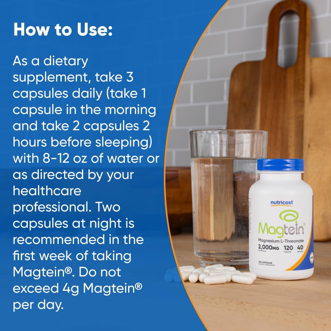 Nutricost Magnesium L-Threonate As Magtein 2000mg - 120 Capsules