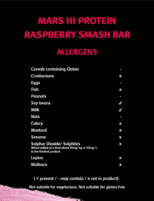 Mars High Protein Bar Low Sugar Raspberry Smash 12 x 55g