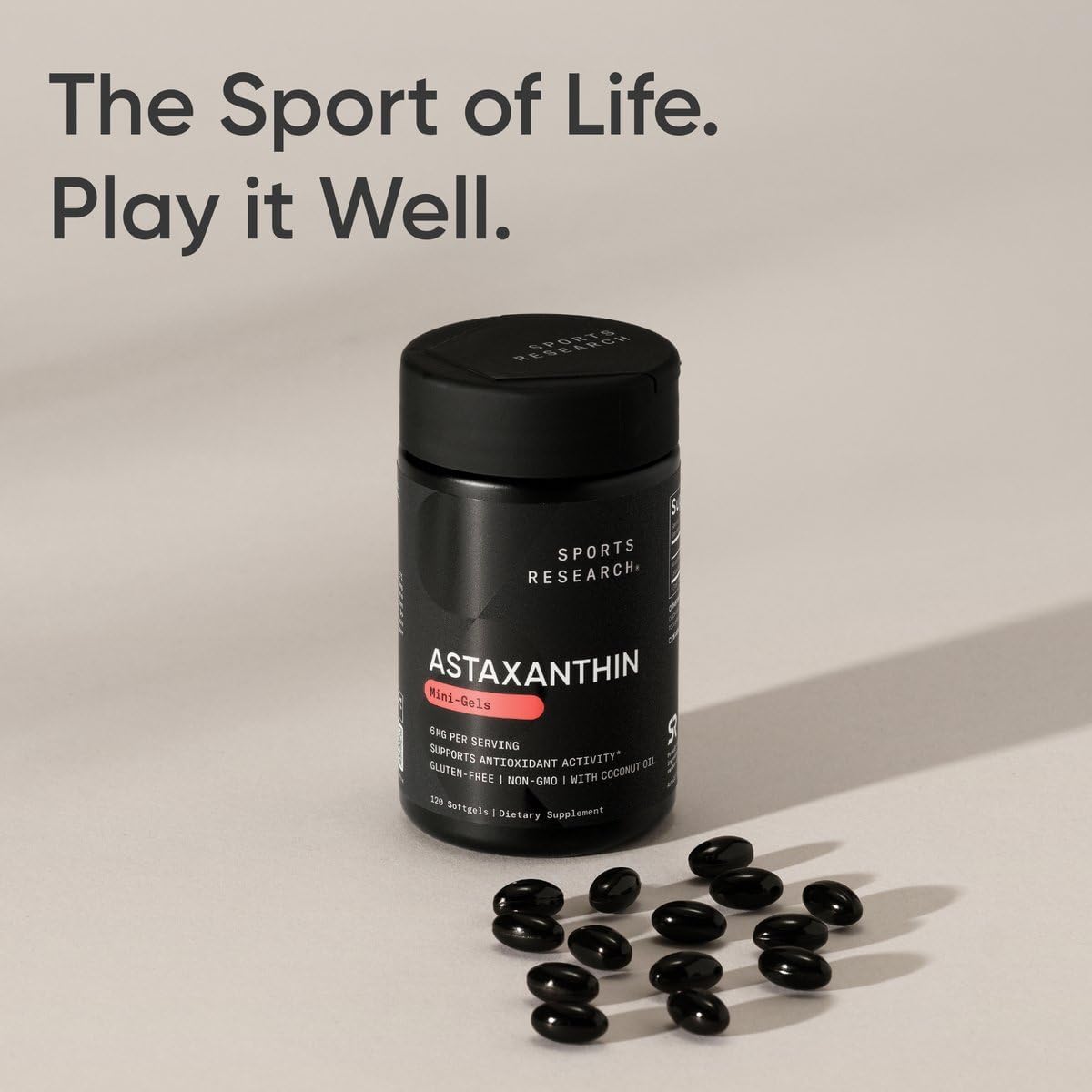 Sports Research Triple Strength Astaxanthin (6mg) with Organic Coconut Oil, 120 softgels - Antioxidant Activity, Skin & Eye Health Support