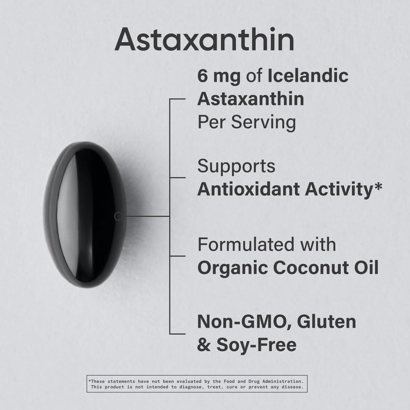Sports Research Triple Strength Astaxanthin (6mg) with Organic Coconut Oil, 120 softgels - Antioxidant Activity, Skin & Eye Health Support