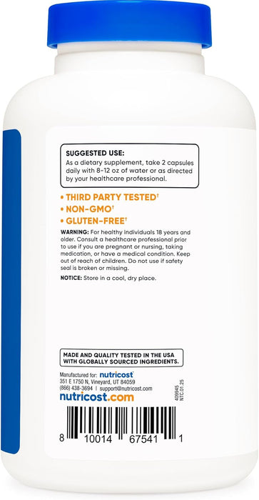 Nutricost L-Citrulline 1500mg, 180 Capsules - 750mg Per Capsule, Gluten Free, Non-GMO