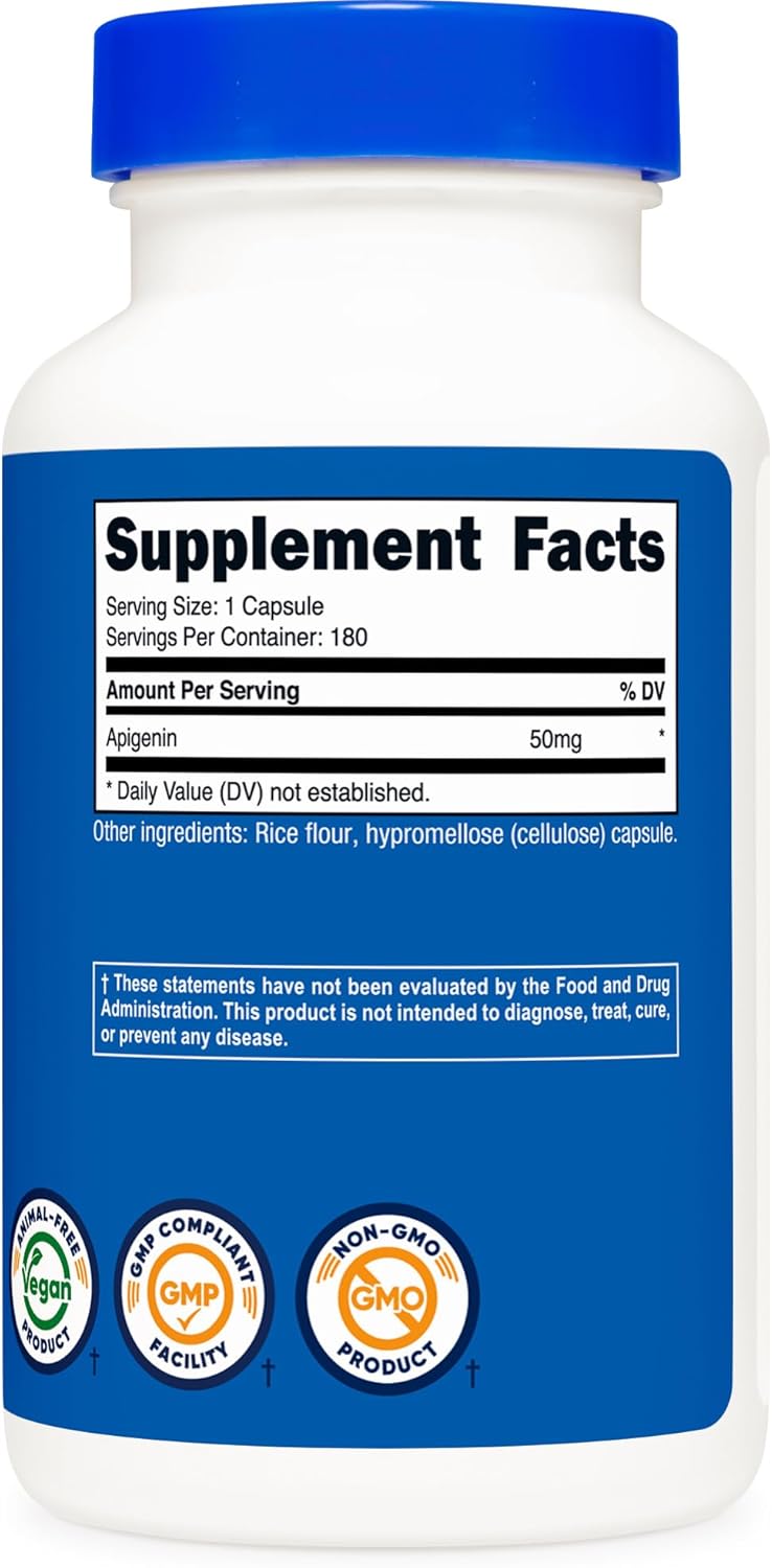 Nutricost Apigenin 50mg, 180 Capsules - Non-GMO, Gluten Free, Vegan