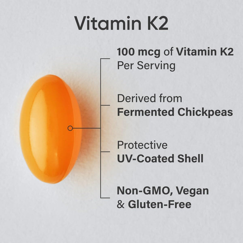 Sports Research Vitamin K2 with Coconut MCT Oil, 120 Veggie softgels - Vegan Certified, Non-GMO Verified, Gluten & Soy Free