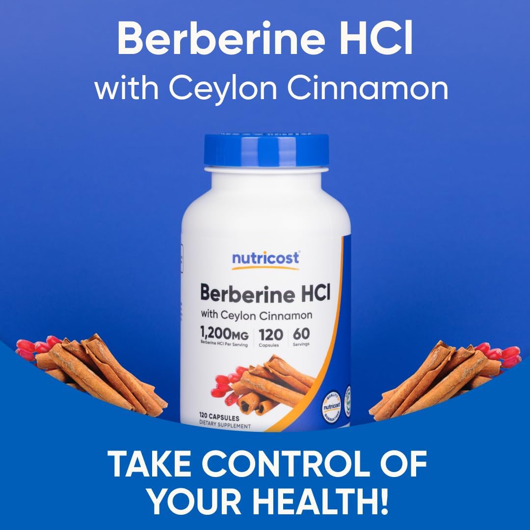 Nutricost Berberine HCl with Ceylon Cinnamon - 120 Capsules