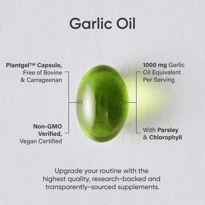 Sports Research Garlic Oil Plant Based with Parsley, 150 veggie softgels