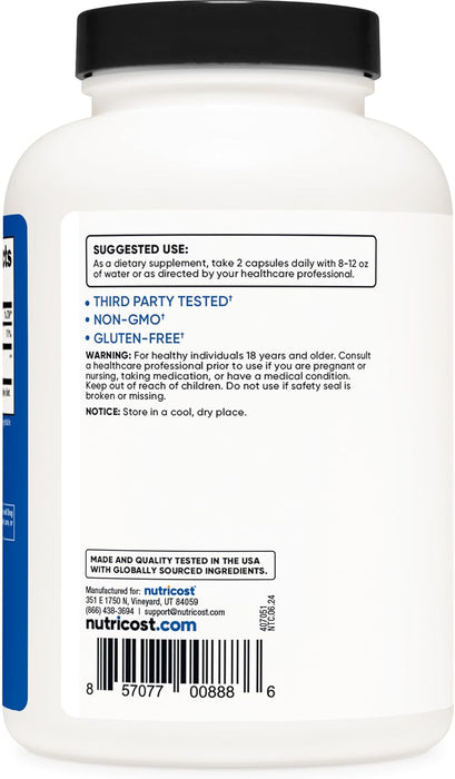 Nutricost HMB (Beta-Hydroxy Beta-Methylbutyrate) 500mg Capsules - 240 Caps - 120 Servings - Gluten Free and Non-GMO
