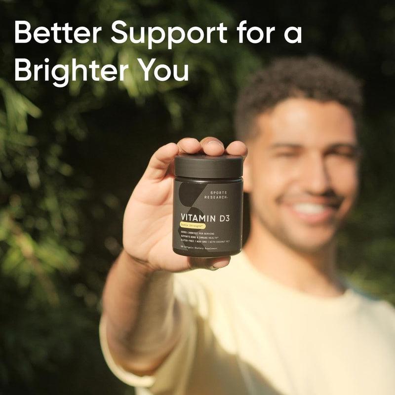 Sports Research Vitamin D3 1000iu, 360 softgels - Vitamin D for Strong Bones & Immune Health - Supports Calcium Absorption
