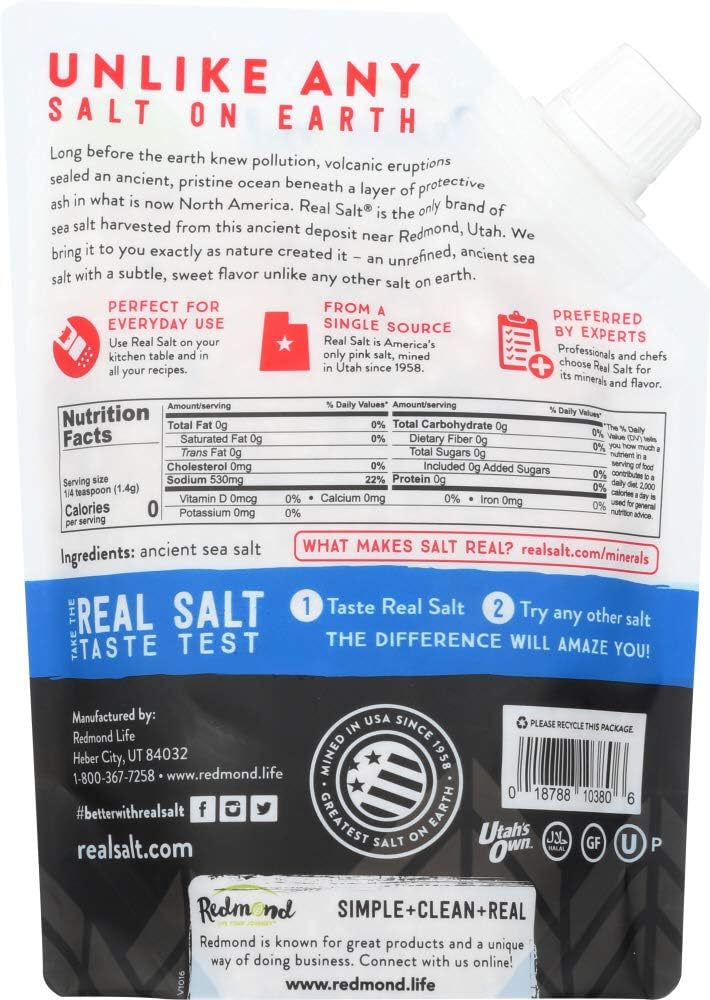 Redmond Real Salt - Ancient Coarse Sea Salt Grinder Refill Pouch 16 Oz