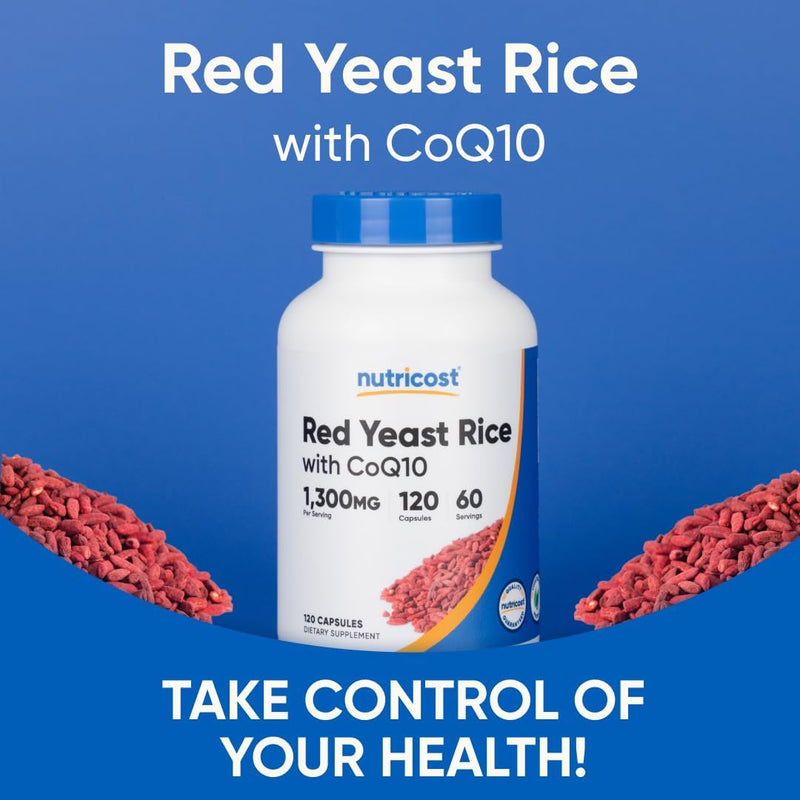 Nutricost Red Yeast Rice with CoQ10 1300mg, 120 Capsules - Non-GMO, Gluten Free
