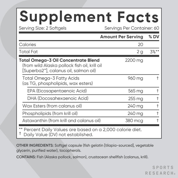 Sports Research Total Omega-3, 120 softgels