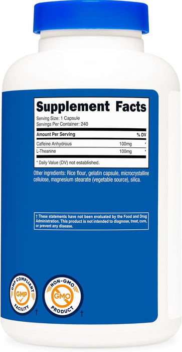 Nutricost Caffeine with L-Theanine, 240 Capsules - Non-GMO and Gluten Free