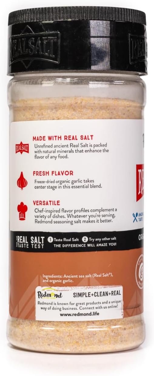 Redmond Real Salt - Organic Garlic Salt Shaker 8.25 Oz