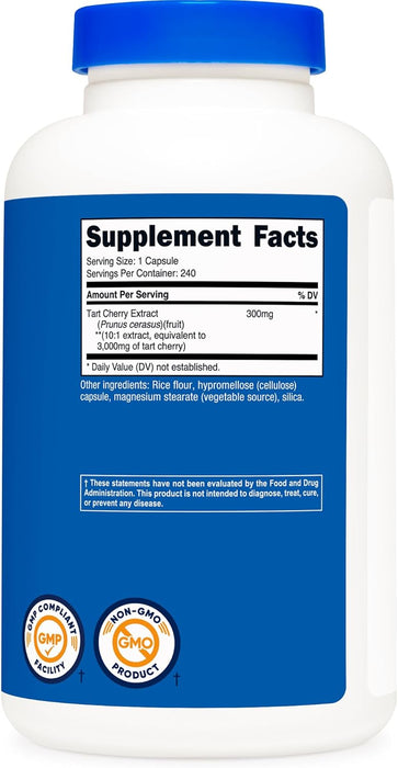 Nutricost Tart Cherry Extract 240 Vegetarian Capsules - Gluten Free, Non-GMO