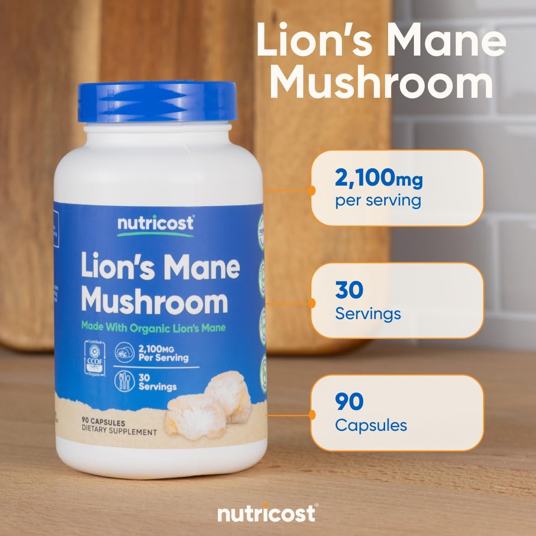 Nutricost Lion's Mane Mushroom 2100mg, 30 serving - 90 Capsules