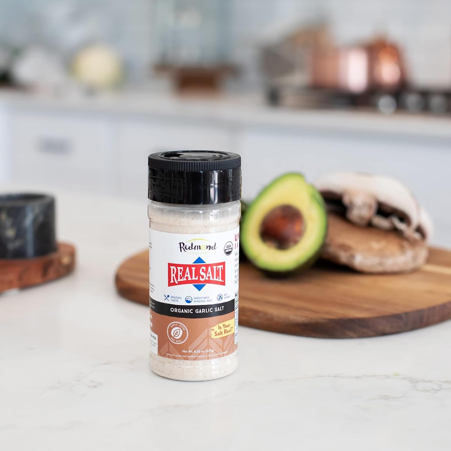 Redmond Real Salt - Organic Garlic Salt Shaker 8.25 Oz