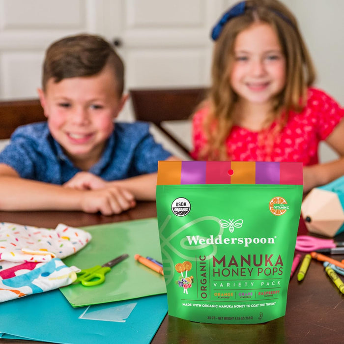 Wedderspoon Organic Manuka Honey Pops For Kids - 24 Count