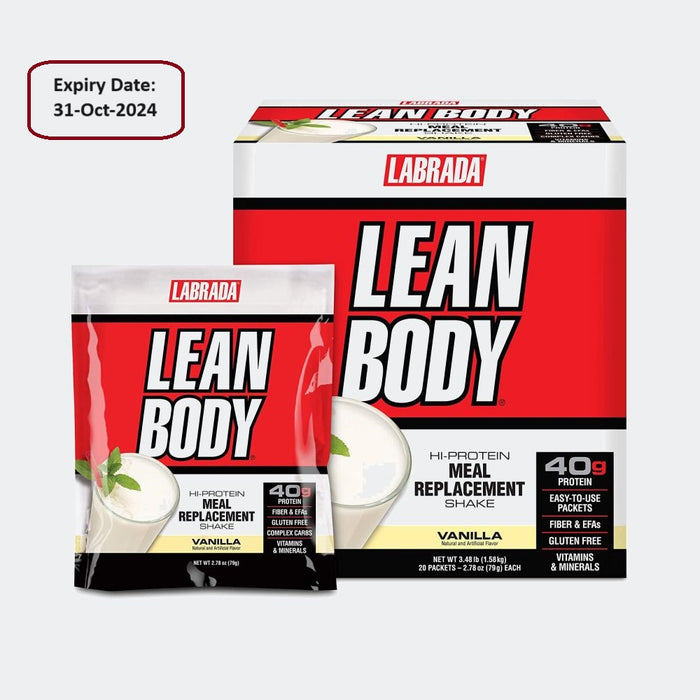 Labrada Lean Body 20 Packets Hi-Protein Meal Replacement Shake, 40g Protein