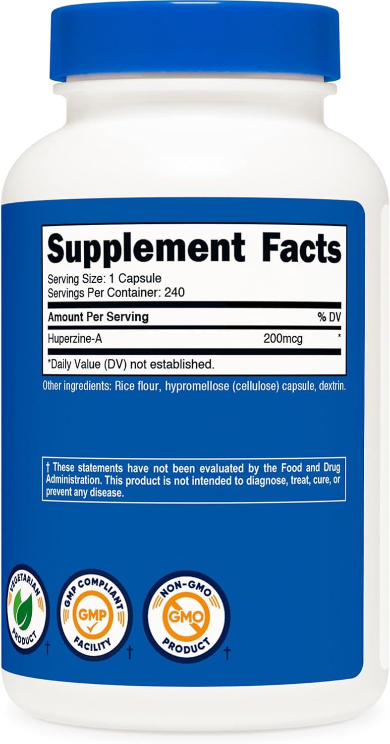 Nutricost Huperzine A Capsules 200mcg, 240 Capsules - Non-GMO, Vegetarian Friendly