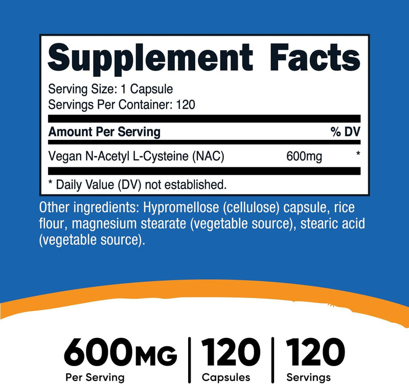 Nutricost N-Acetyl L-Cysteine (NAC) 600mg - Non-GMO, Gluten Free, Vegetarian Caps
