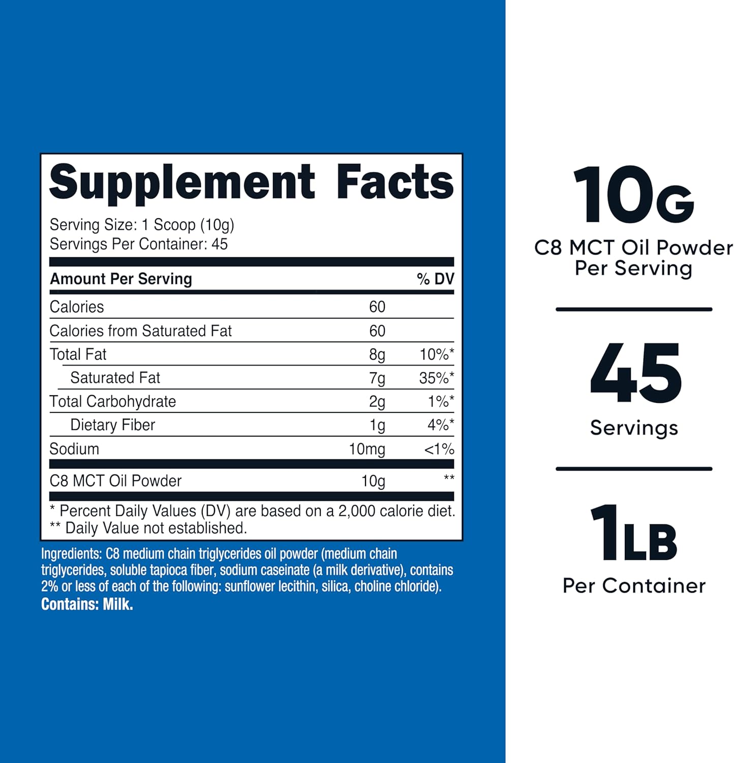 Nutricost C8 MCT Oil Powder - 1lb