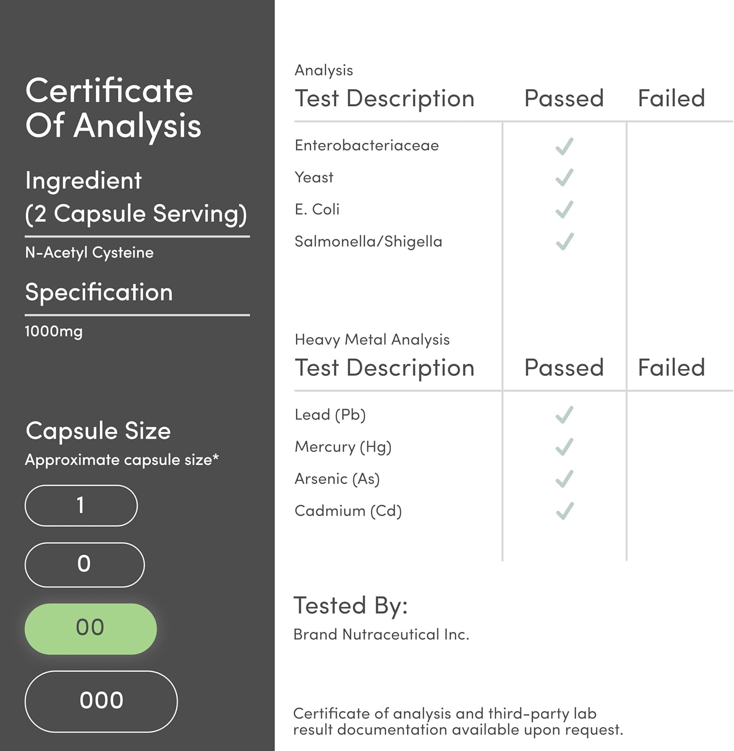 Double Wood Supplements N-Acetyl Cysteine(NAC) 1000mg - 210 Capsules