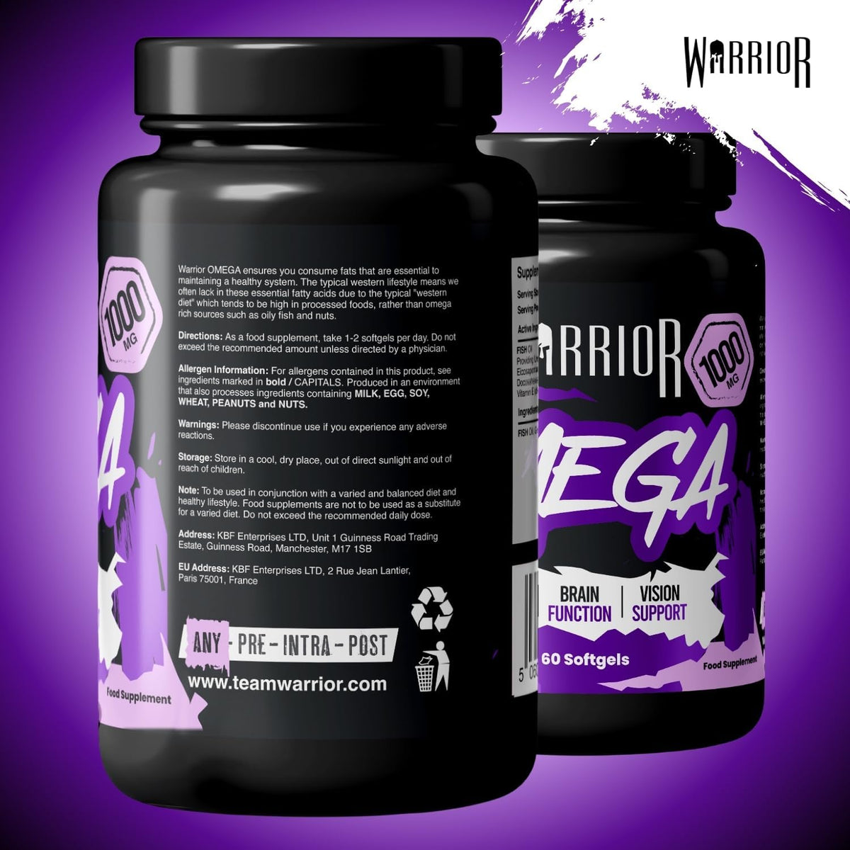 Warrior Omega 3 Fish Oil 1000mg - 60 softgels
