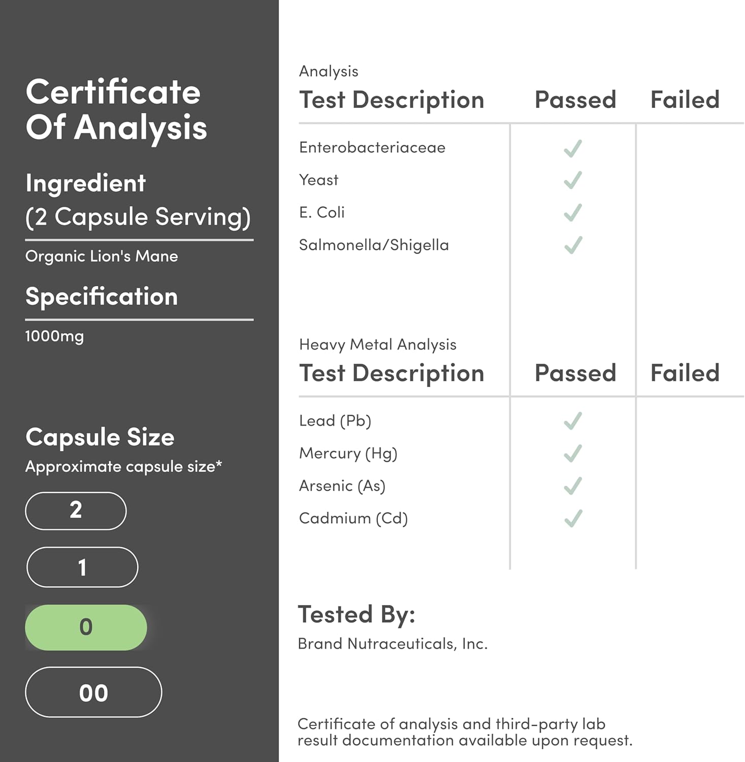 Double Wood Supplements Lions Mane Mushroom 500mg - 120 Capsules