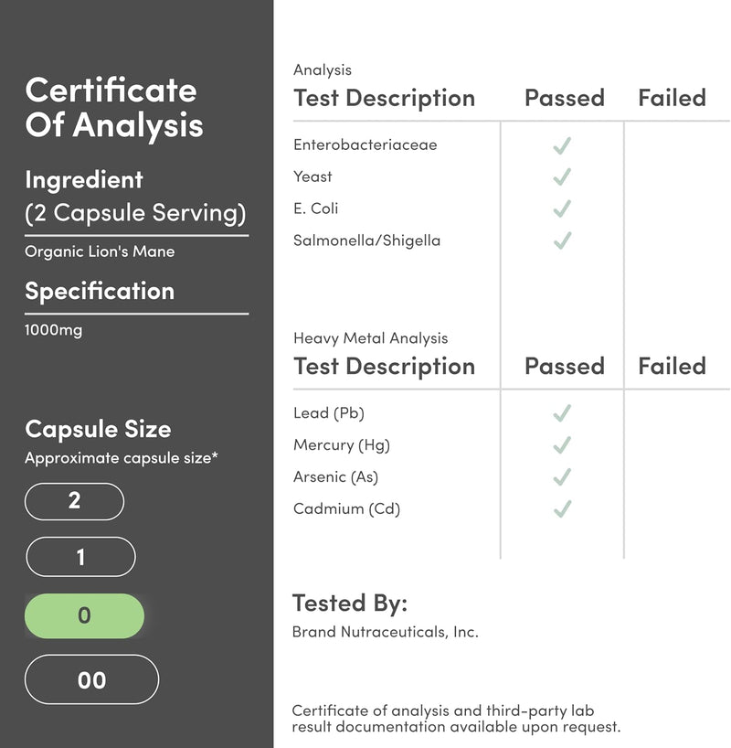 Double Wood Supplements Lions Mane Mushroom 500mg - 120 Capsules
