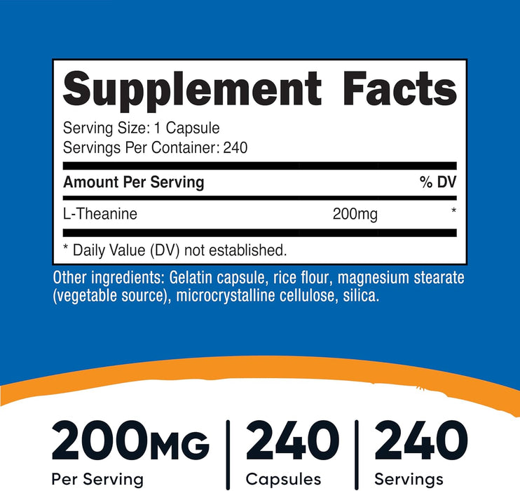 Nutricost L-Theanine 200mg, 240 Capsules - Double Strength