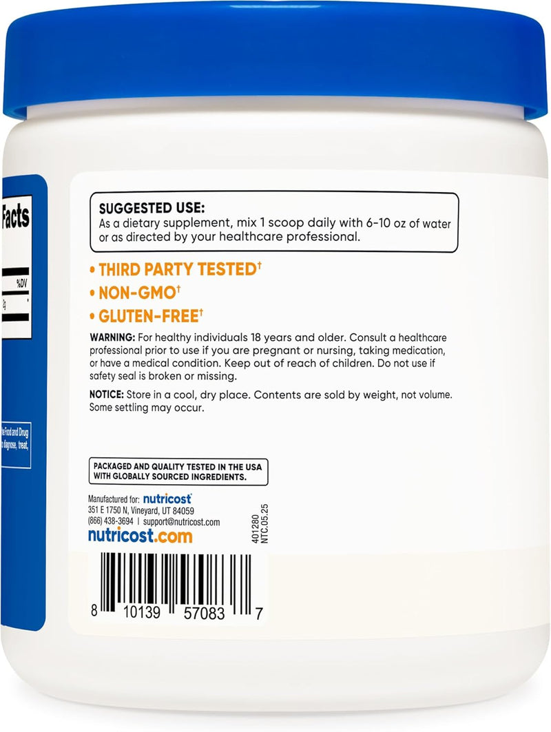 Nutricost Taurine Powder 250g - 125 Servings, 2000mg per serving