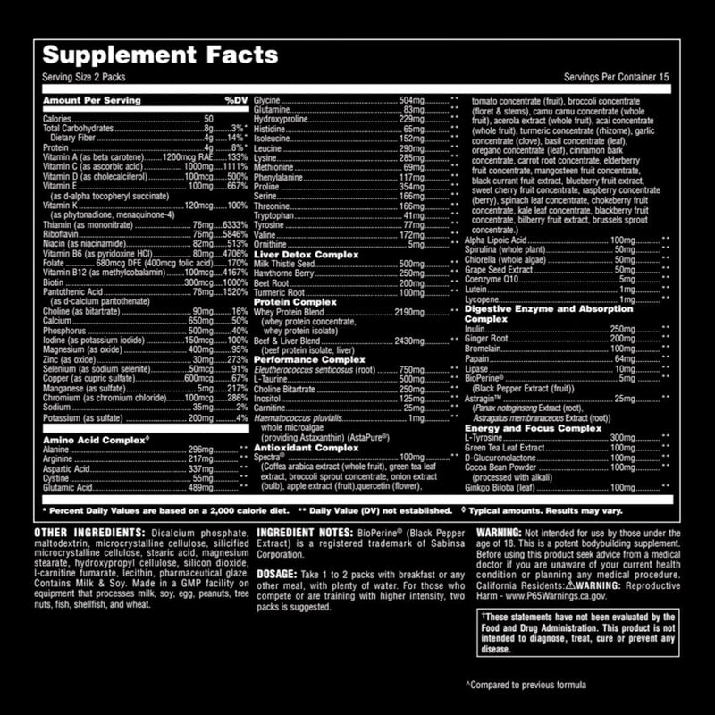 Universal Nutrition Animal Pak Dietary Supplement, 30 Packets