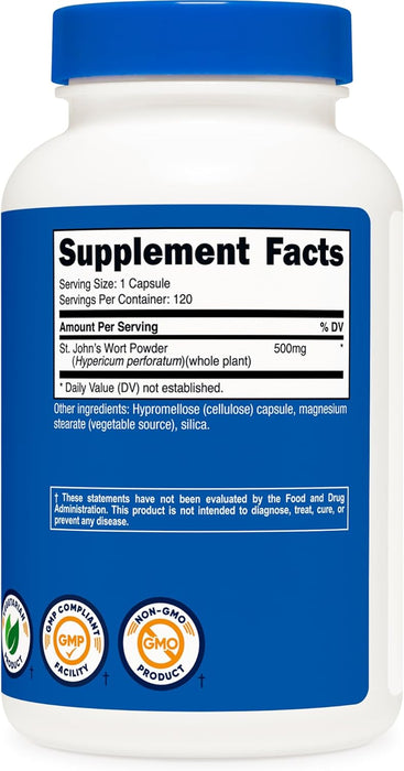 Nutricost St John’s Wort Capsules 500mg, 120 Capsules - Vegetarian, Gluten Free and Non-GMO
