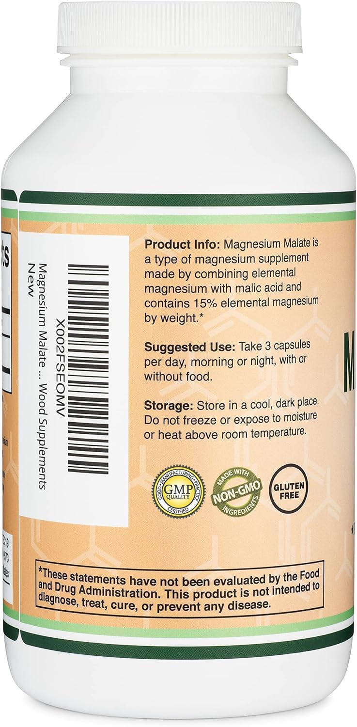 Double Wood Supplements Magnesium Malate 1500mg - 420 capsules