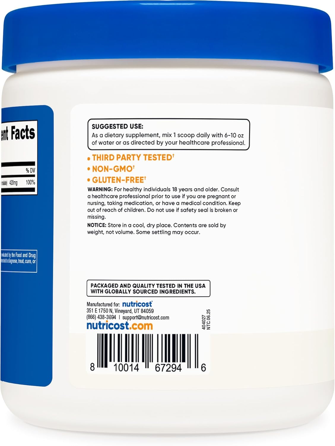 Nutricost Magnesium Malate Powder 300g - 420mg of Magnesium Per Serving - Non-GMO, Gluten Free