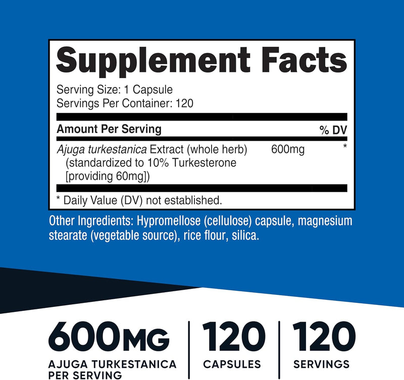 Nutricost Turkesterone Dietary Supplement 600mg, 120 Capsules - Vegetarian, Non-GMO & Gluten Free