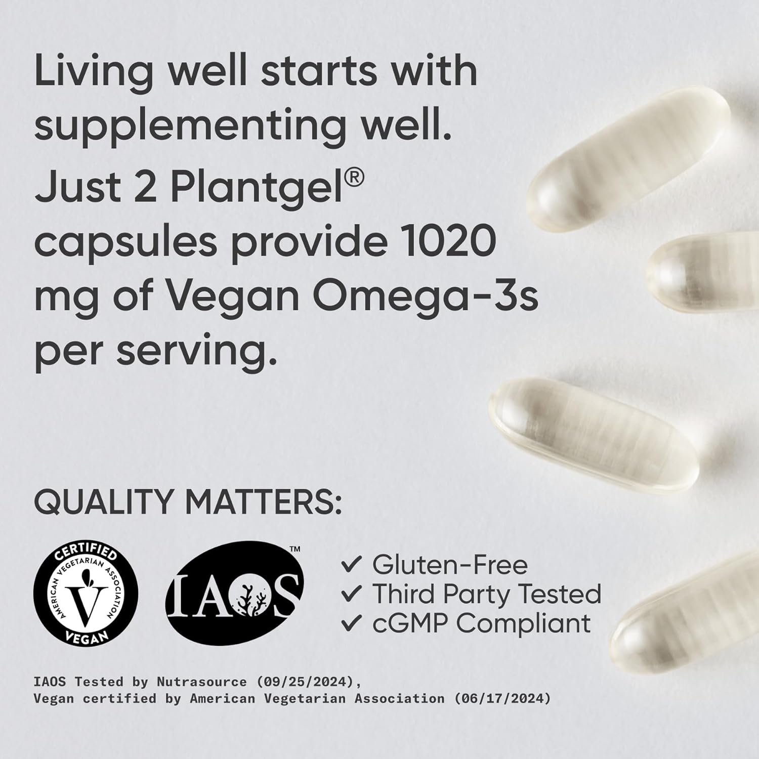 Sports Research Vegan Omega-3 1400mg Algae Oil, 60 Veggie softgels - Highest Levels of Vegan DHA & EPA Fatty Acids