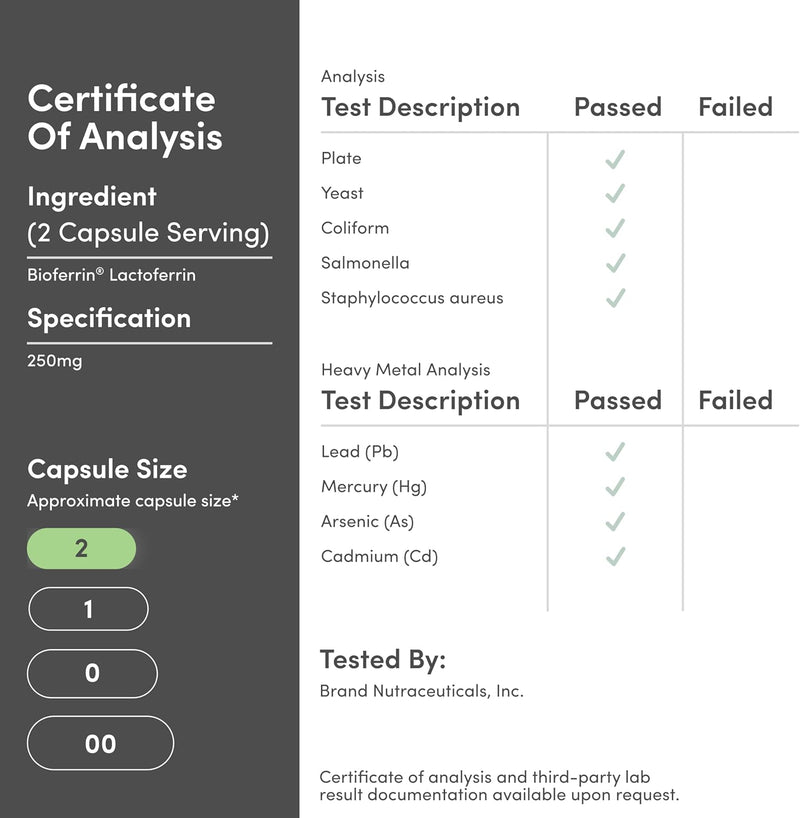 Double Wood Supplements Lactoferrin 250mg - 60 Capsules