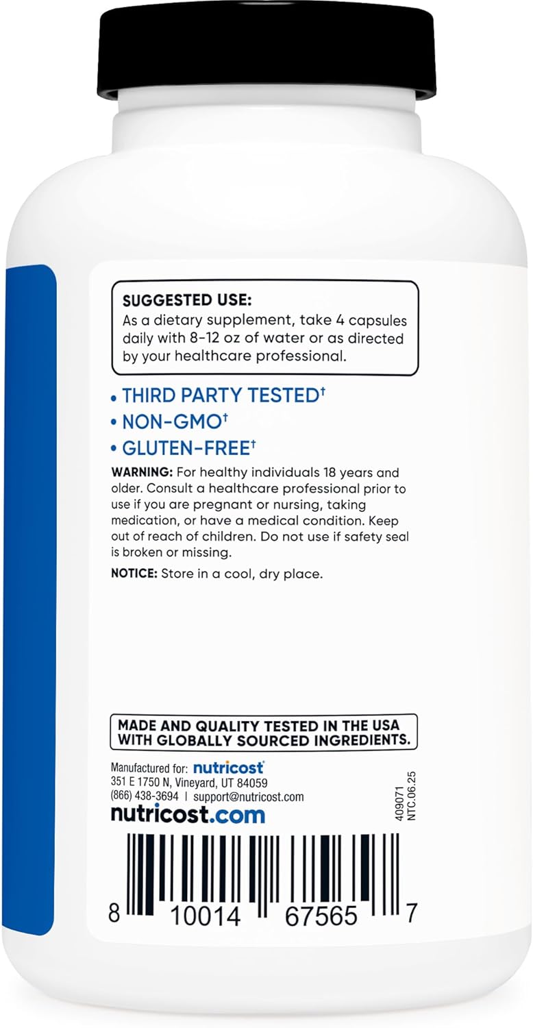 Nutricost Creatine Monohydrate 3000mg - 180 Capsules
