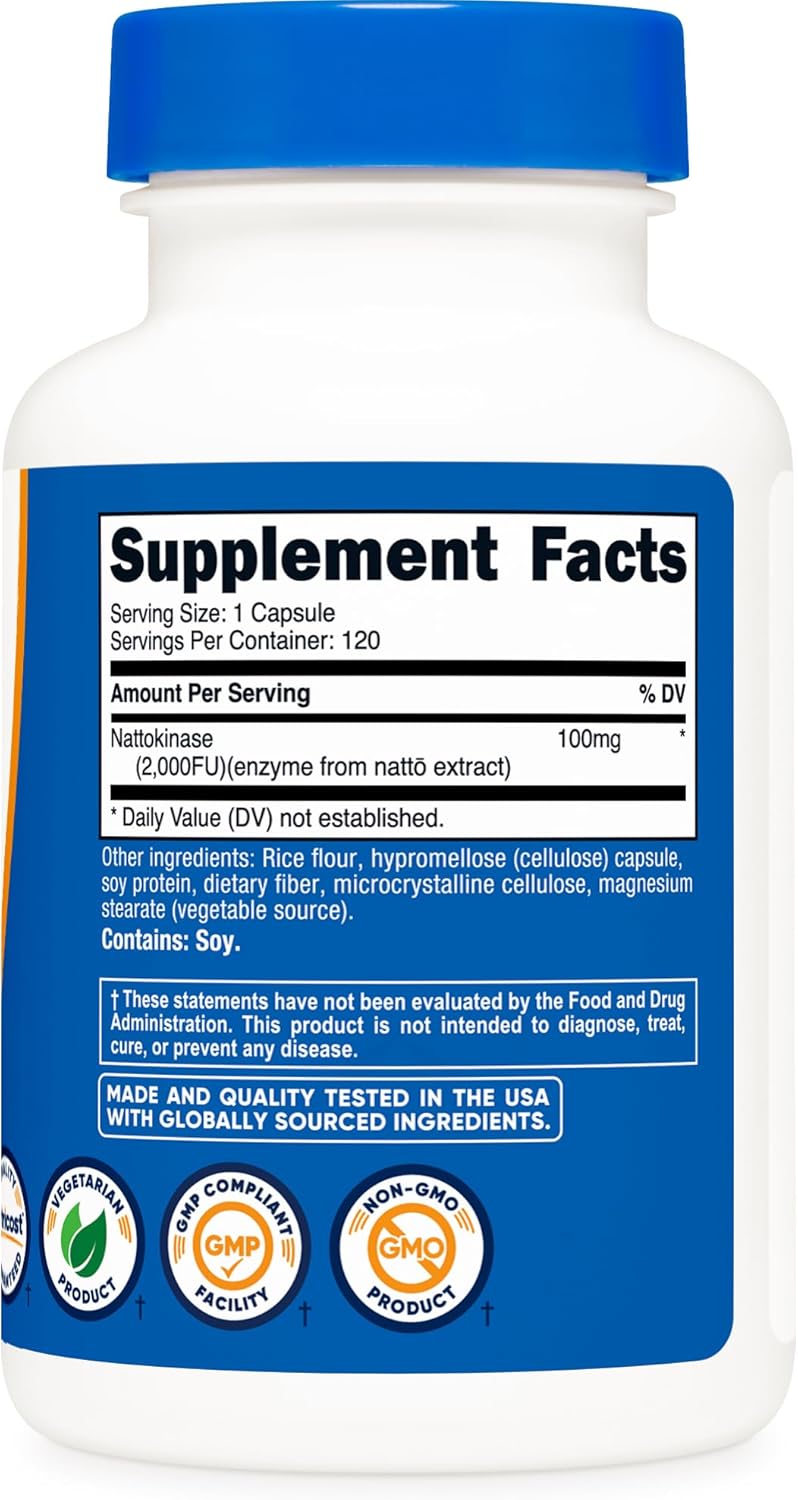 Nutricost Nattokinase 2,000FU, 120 Capsules - Gluten Free, Non-GMO, Vegetarian Friendly