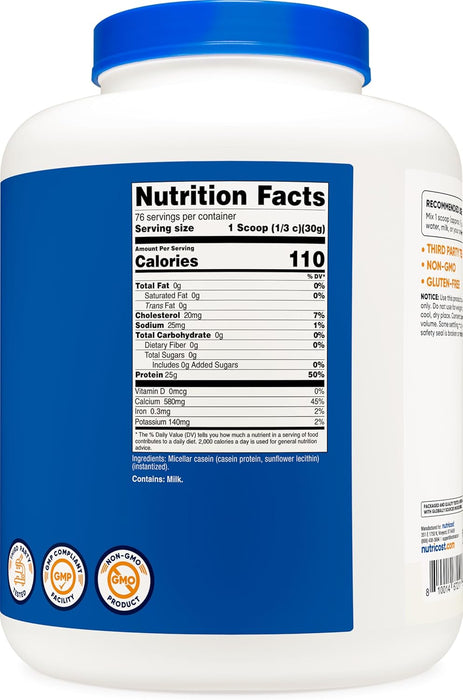 Nutricost Casein Protein Powder 5lb, Unflavoured - Micellar Casein, Non-GMO, Gluten Free