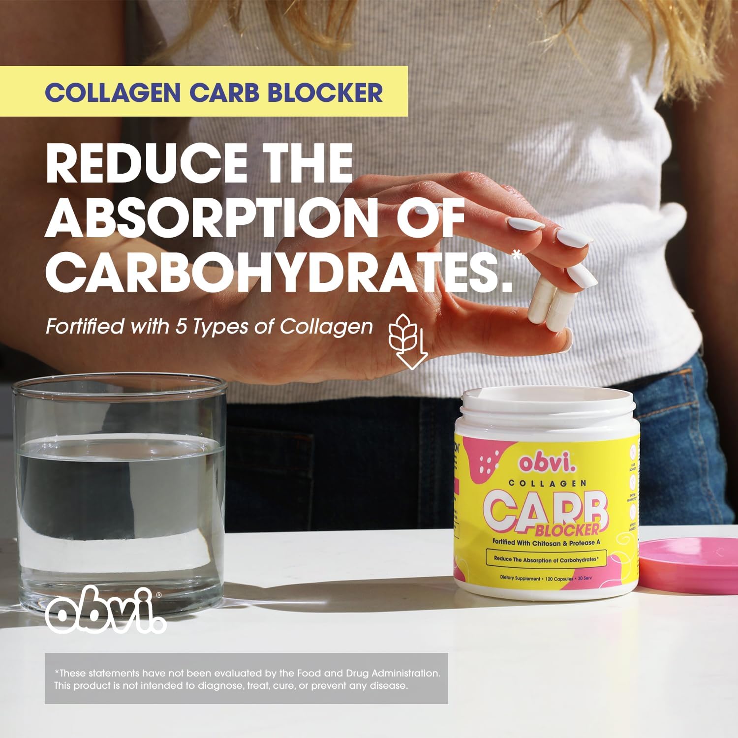 Obvi Guilt-Free Carb Blocker 120 Capsules, 30 Servings -  Supports Fitness Goals, Carb Absorption Blocker with White Kidney Bean Extract