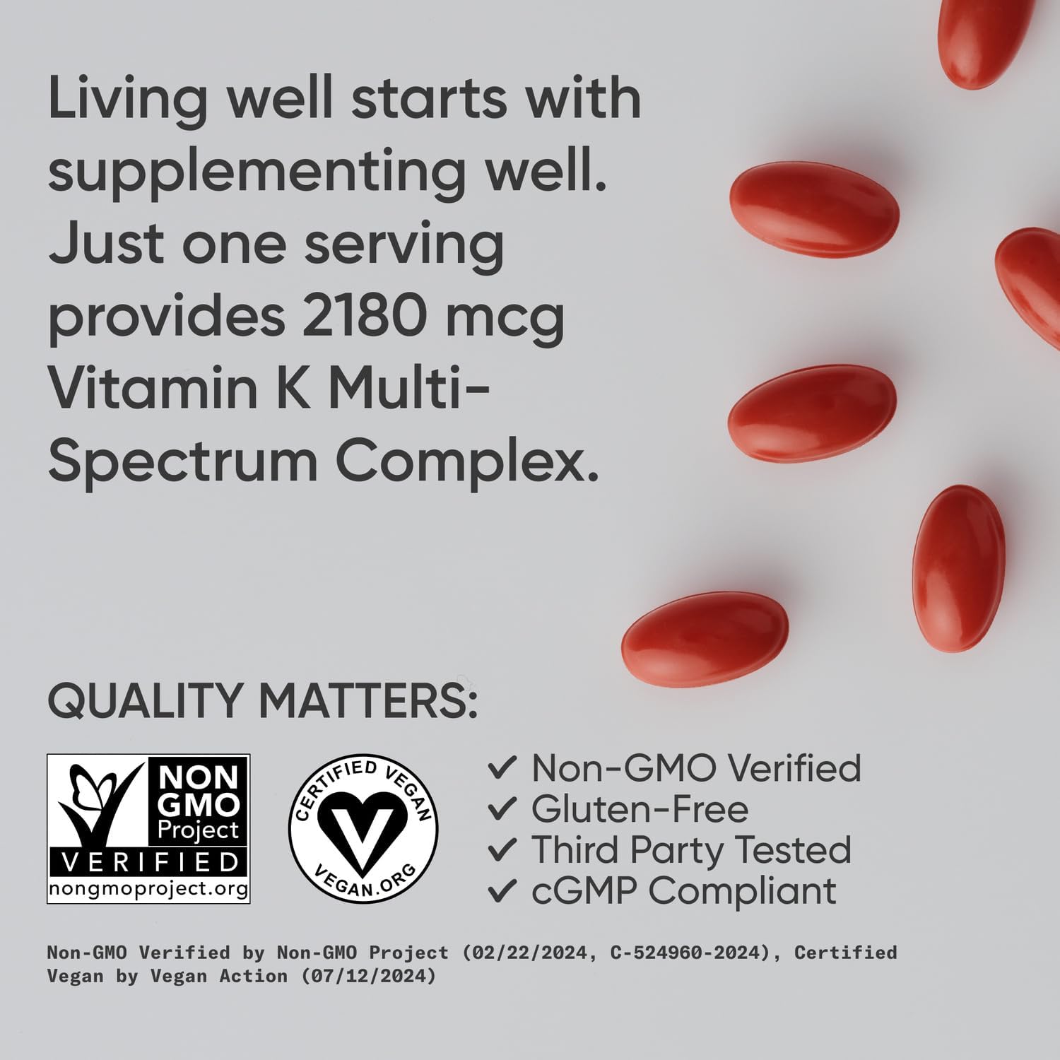 Sports Research Vitamin K Multi-Spectrum, 60 softgels - Vegan Friendly, Plantgel Capsule