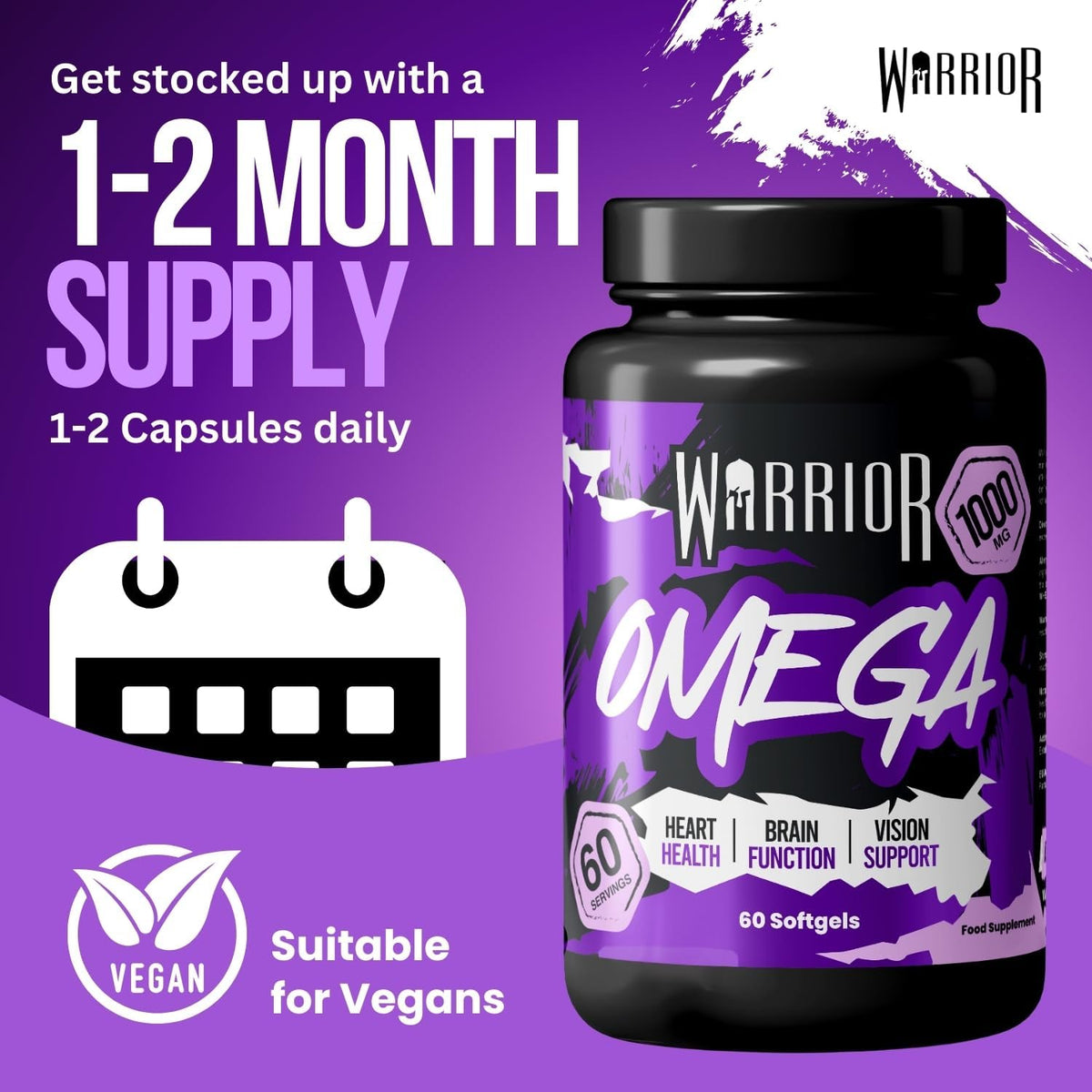 Warrior Omega 3 Fish Oil 1000mg - 60 softgels