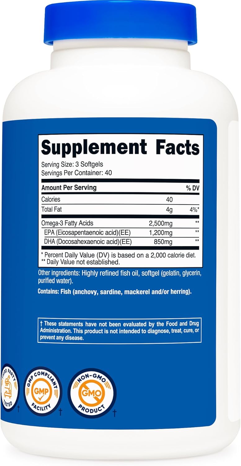 Nutricost Omega 3 Fish Oil 2500mg - 120 Softgels