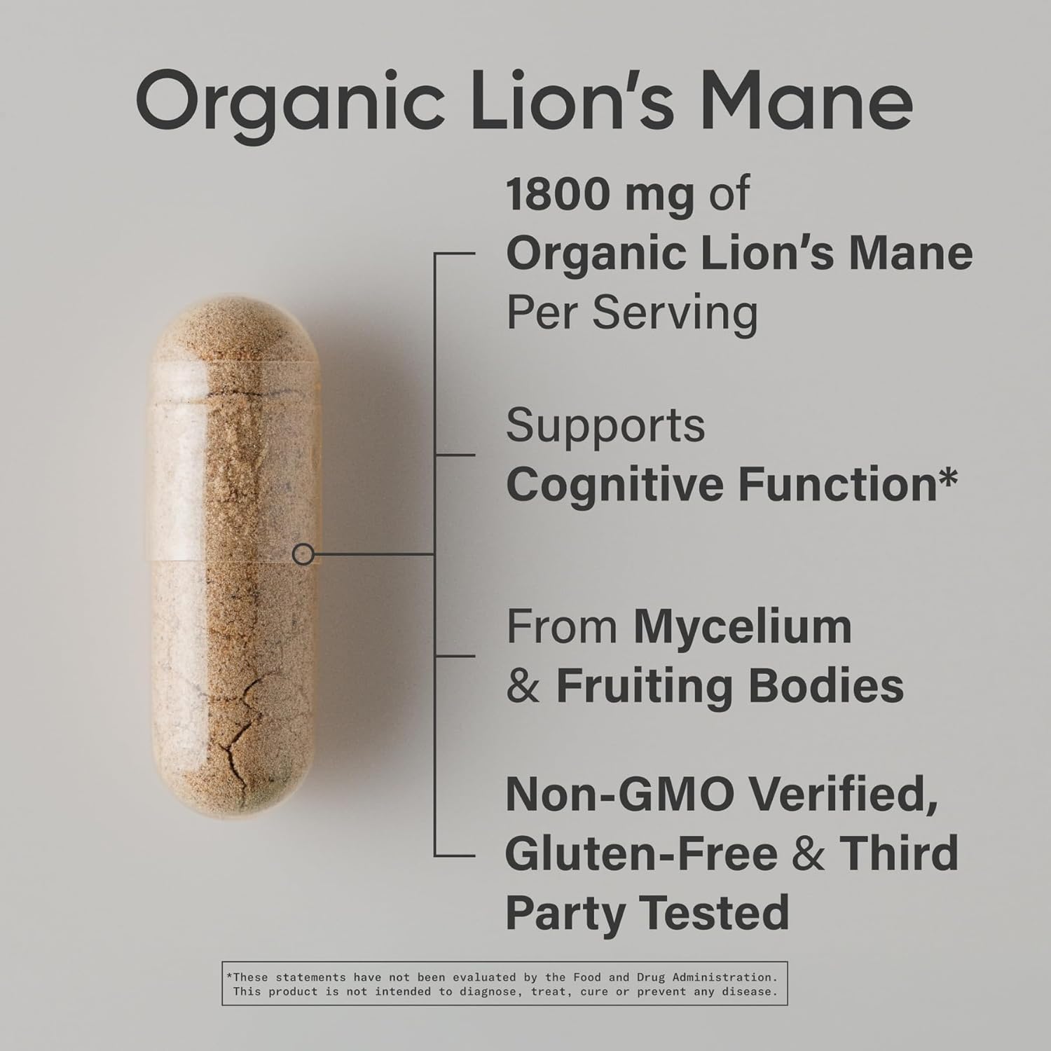 Sports Research Organic Lion's Mane 1800mg - 90 Veggie Capsules