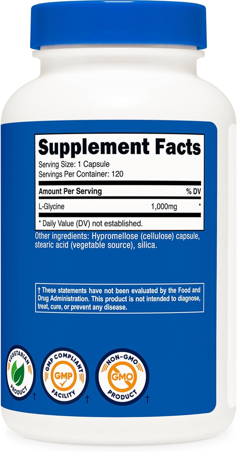 Nutricost L-Glycine 1000mg, 120 Capsules - Vegetarian, Non-GMO and Gluten Free