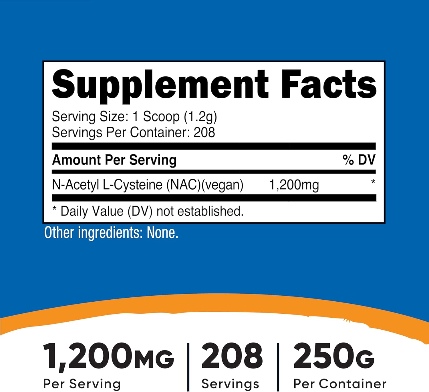 Nutricost N-Acetyl L-Cysteine (NAC) 1200mg - 250g