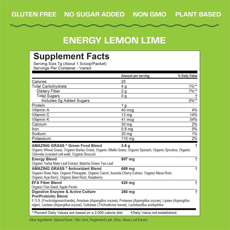 Amazing Grass Green Blend Energy, Lemon Lime, 210g