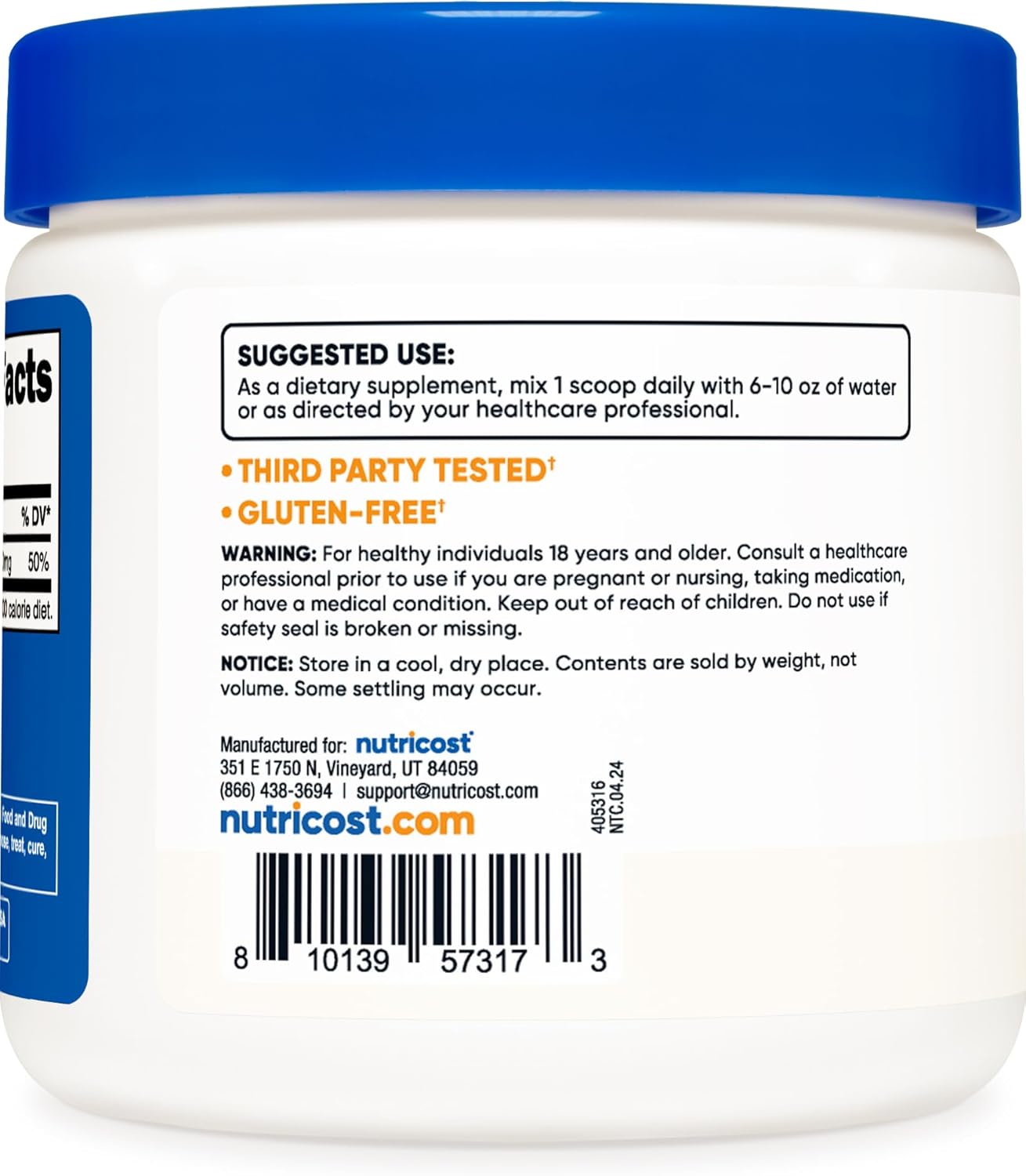 Nutricost Magnesium Citrate Powder, Unflavoured, 250g